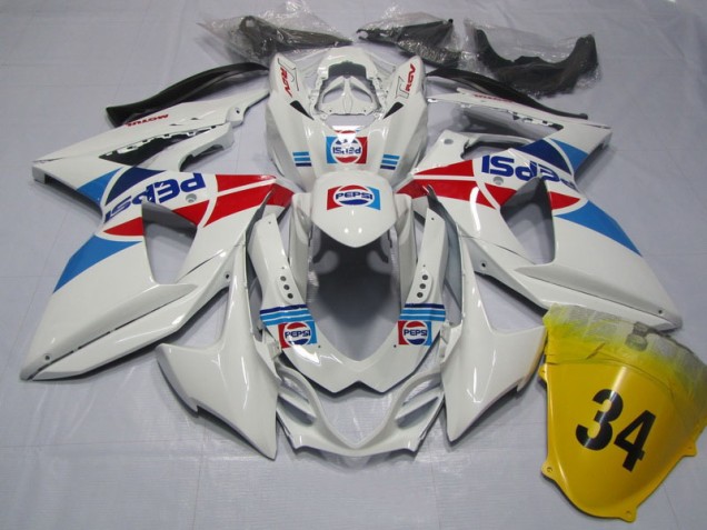 2009-2016 White Pepsi 34 Suzuki GSXR1000 Motorcycle Fairings Kit Canada