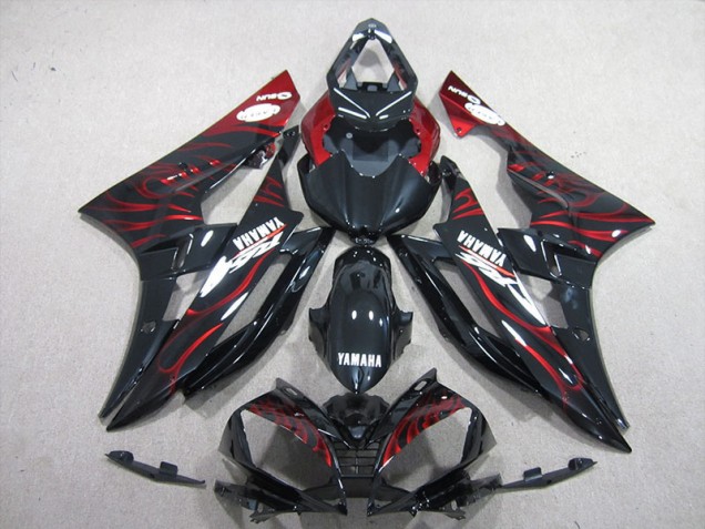 2006-2007 Black Red Flame Yamaha YZF R6 Motorcycle Bodywork Canada